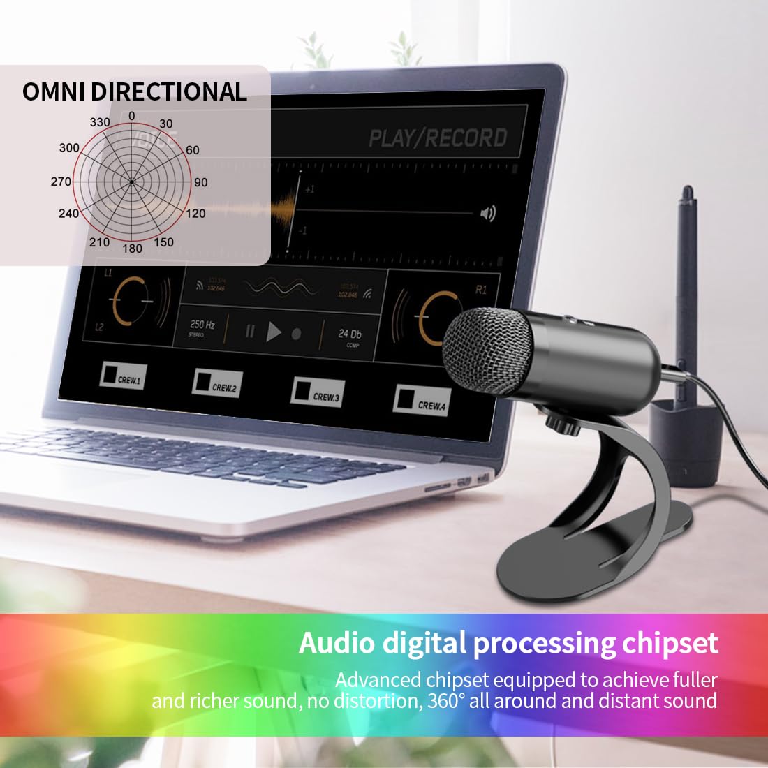 Liangstar Usb Computer Microphone, Podcast Mic Desktop With Mute Button For Recording Streaming, Omnidirectional Condenser, Plug